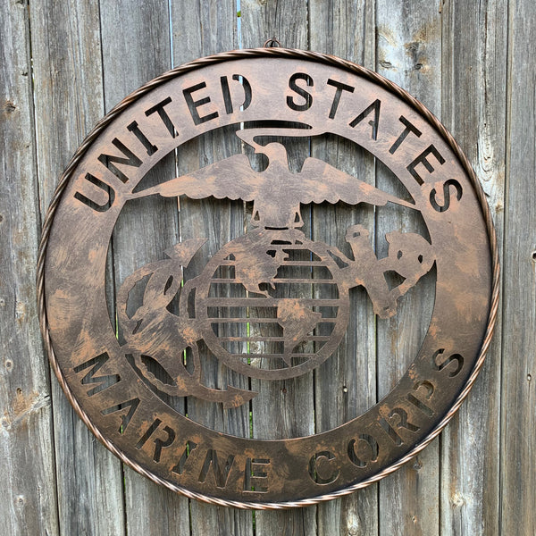#EH10851 24" UNITED STATES MARINE CORPS MILITARY LASERCUT METAL WALL ART SIGN WESTERN HOME DECOR HANDMADE BRONZE