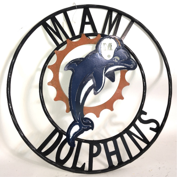 12", 18", 24", 32" MIAMI DOLPHINS METAL CUSTOM VINTAGE CRAFT WALL ART WESTERN HOME DECOR HANDMADE