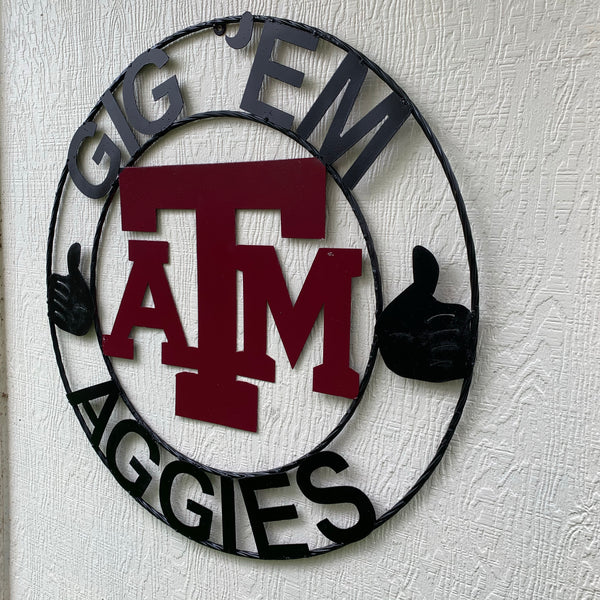GIGEM AGGIES METAL CUSTOM VINTAGE CRAFT TEAM SIGN HANDMADE