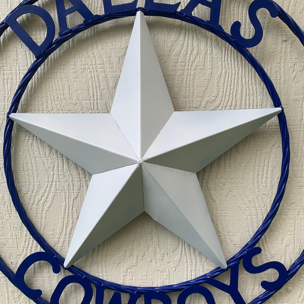 DALLAS COWBOYS STAR METAL BARN LONE STAR WESTERN HOME DECOR BLUE & WHITE STAR, SIZE:24",32",36",40",42",44",46",50"