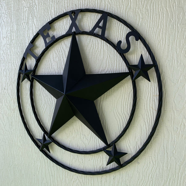 24" TEXAS BLACK STAR BARN STAR METAL ART WESTERN HOME DECOR VINTAGE RUSTIC BLACK