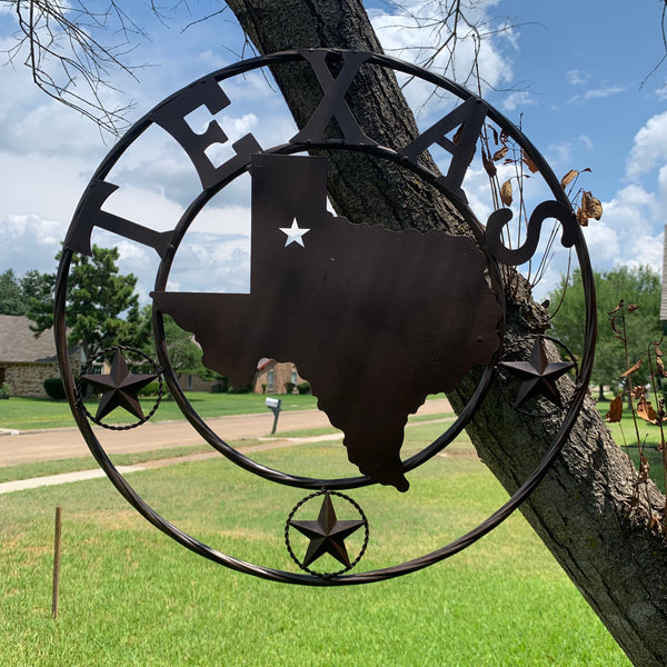 24" State of Texas Map Metal Wall Art Western Home Decor Vintage Rustic Bronze Copper New