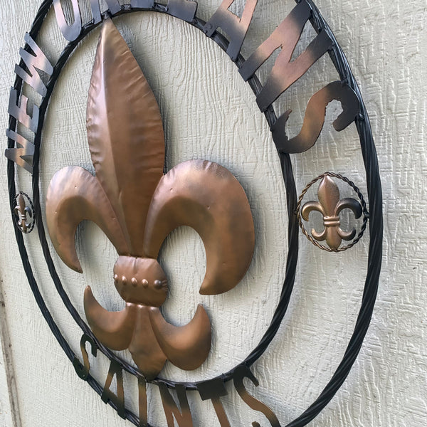 18", 24", 32" NEW ORLEANS SAINTS METAL SIGN WALL ART WESTERN HOME DECOR RUSTIC GOLD & BLACK ART NEW