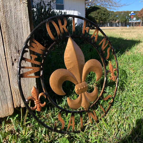 18", 24", 32" NEW ORLEANS SAINTS METAL SIGN WALL ART WESTERN HOME DECOR RUSTIC GOLD & BLACK ART NEW