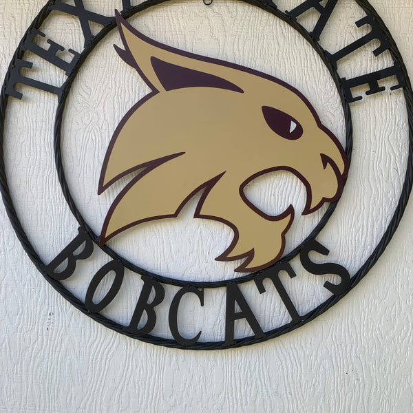 12",18",24",32",36" TEXAS STATE BOBCATS CUSTOM METAL VINTAGE CRAFT TEAM SIGN WESTERN HOME DECOR HANDMADE