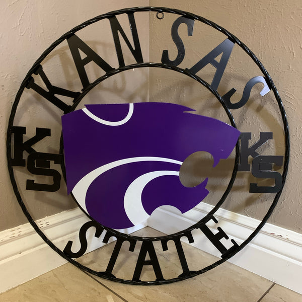 KANSAS STATE METAL CUSTOM VINTAGE CRAFT WALL ART TEAM SIGN HANDMADE