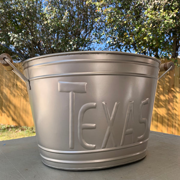 18" TEXAS SILVER OVAL TUB METAL WESTERN HOME DECOR METAL ART NEW #EH10390