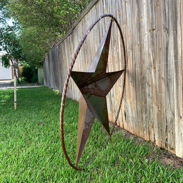 #EH10507 TEXAS GIANT 8,6,5,4 FOOT NATURAL RUSTIC SEALED UNPAINTED LARGE OVERSIZE METAL LONESTAR GENUINE RUST PATINA LONE STAR TWISTED ROPE RING 4,5,6,8 FOOT