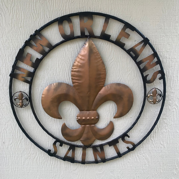 18", 24", 32" NEW ORLEANS SAINTS METAL SIGN WALL ART WESTERN HOME DECOR RUSTIC GOLD & BLACK ART NEW