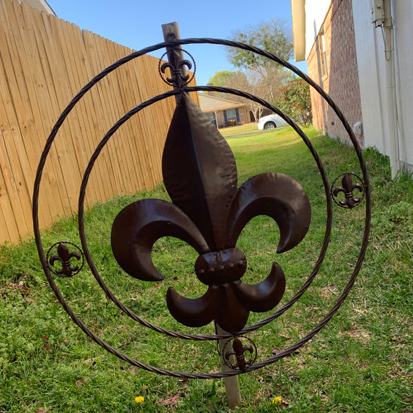 MULTI FLEUR DE LIS METAL WALL ART WESTERN HOME DECOR VINTAGE RUSTIC BROWN ART NEW