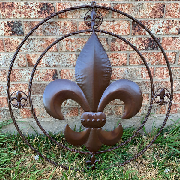 MULTI FLEUR DE LIS METAL WALL ART WESTERN HOME DECOR VINTAGE RUSTIC BROWN ART NEW