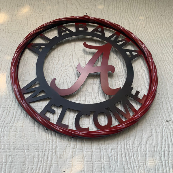 ALABAMA WELCOME RED & BLACK CUSTOM METAL VINTAGE SIGN TEAM HANDMADE