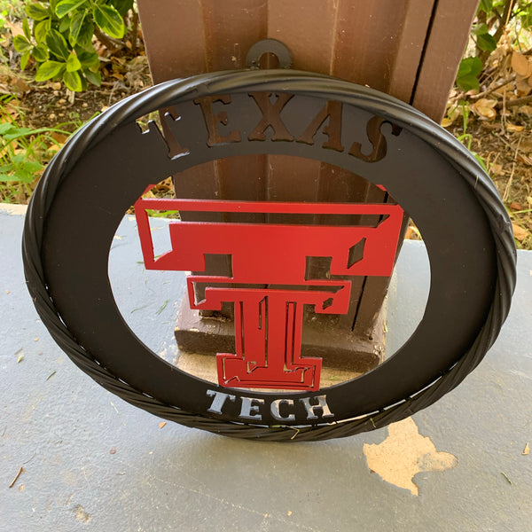 12", 18", 24", 32" TEXAS TECH WIDE BAND RING RED & BLACK CUSTOM METAL VINTAGE CRAFT TEAM SIGN