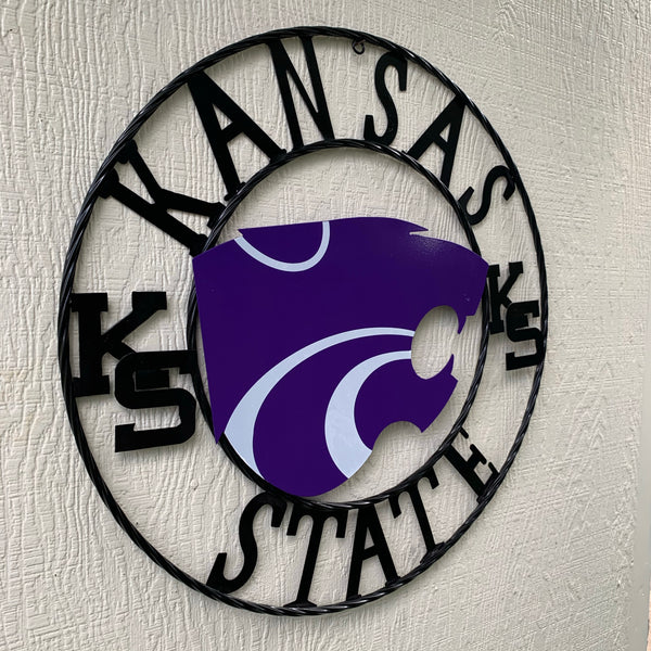 KANSAS STATE METAL CUSTOM VINTAGE CRAFT WALL ART TEAM SIGN HANDMADE