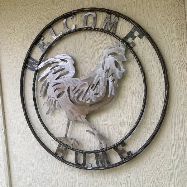 YOUR CUSTOM NAME ROOSTER LASERCUT RAW METAL ART WITH RING DESIGN WESTERN METAL ANIMAL ART HOME WALL DECOR BRAND NEW