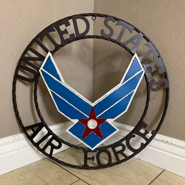 24" US AIR FORCE MILITARY CUSTOM VINTAGE METAL CRAFT WALL ART AIRFORCE WESTERN HOME DECOR HANDMADE