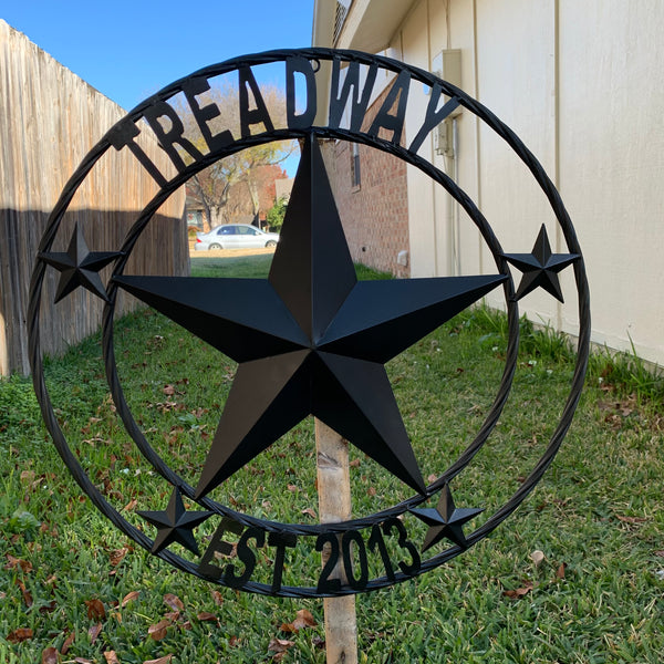 LOPEZ CUSTOM STAR NAME BARN METAL STAR 3d TWISTED ROPE RING WESTERN HOME DECOR RUSTIC  BRONZE HANDMADE 24",32",34",36",40",42",44",46",50"