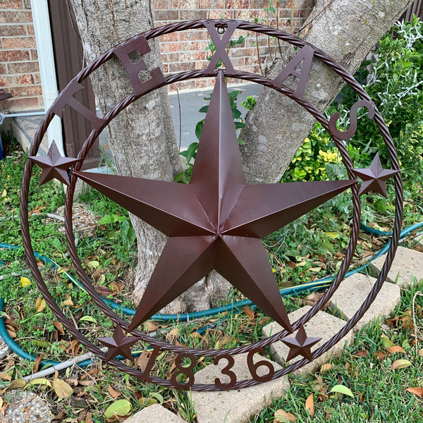 36" TEXAS 1836 BROWN BARN STAR METAL ART WESTERN HOME DECOR VINTAGE RUSTIC CRAFT ART