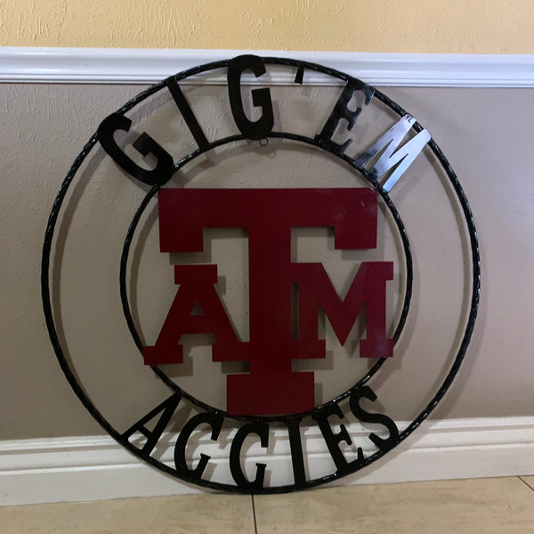 GIGEM AGGIES METAL CUSTOM VINTAGE CRAFT TEAM SIGN HANDMADE