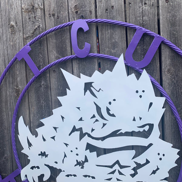 12",18",24",32",36" TCU HORNED FROGS CUSTOM METAL VINTAGE CRAFT TEAM SIGN HANDMADE