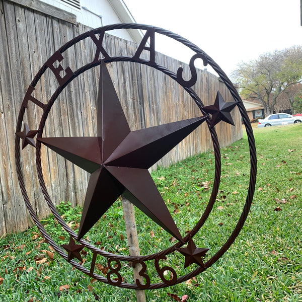 36" TEXAS 1836 BROWN BARN STAR METAL ART WESTERN HOME DECOR VINTAGE RUSTIC CRAFT ART