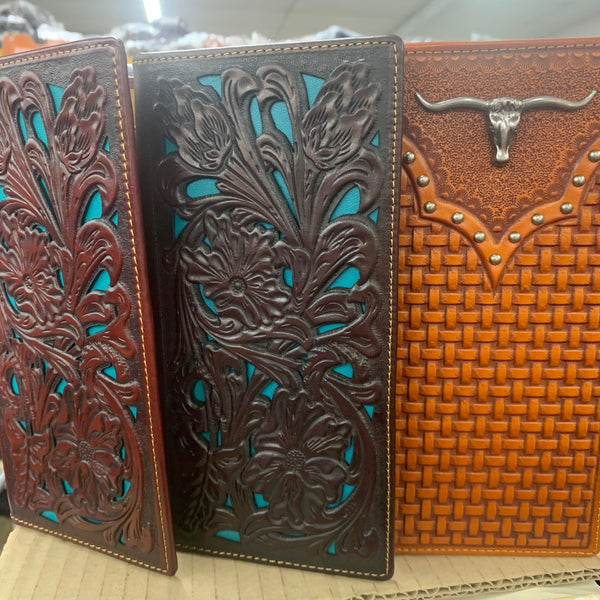 #LG GENUINE LEATHER WESTERN CHECKBOOK MEN'S WALLET WESTERN FASHION--FREE SHIPPING