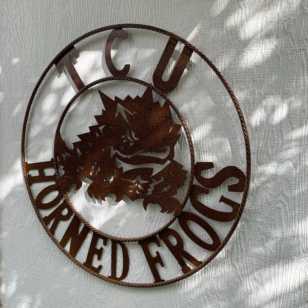 12", 18", 24", 32" TCU HORNED FROGS CUSTOM VINTAGE CRAFT METAL TEAM SIGN HANDMADE