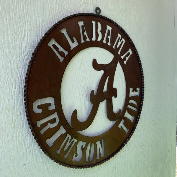 ALABAMA CRIMSON TIDE WIDE BAND RING CUSTOM METAL VINTAGE CRAFT TEAM SIGN HANDMADE