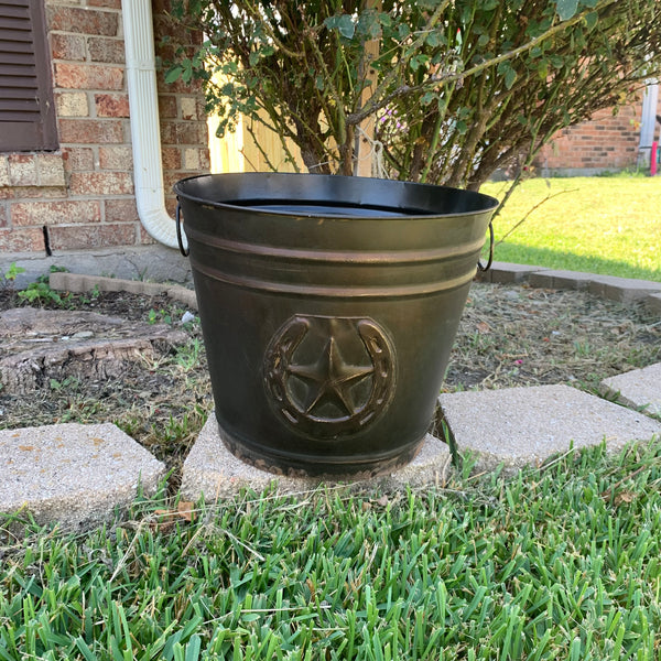 #RA3362 ROUND 12.5" HORSESHOE STAR TUB WESTERN HOME DECOR METAL ART--BRAND NEW