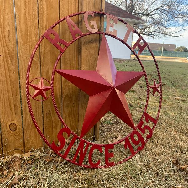 PHILLIPS STYLE YOUR CUSTOM STAR METAL NAME RUSTIC BURGUNDY RED PHILLIPS CUSTOM 3d STAR METAL NAME BARN STAR TWISTED ROPE RING DESIGN METAL WALL ART HOME DECOR ANY SIZE