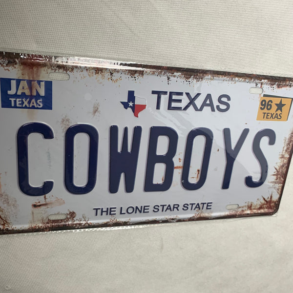 #HCZ17002 TEXAS COWBOYS LONESTAR STATE LICENSE PLATE TIN SIGN BLUE LETTERS METAL ART WESTERN HOME DECOR - FREE SHIPPING