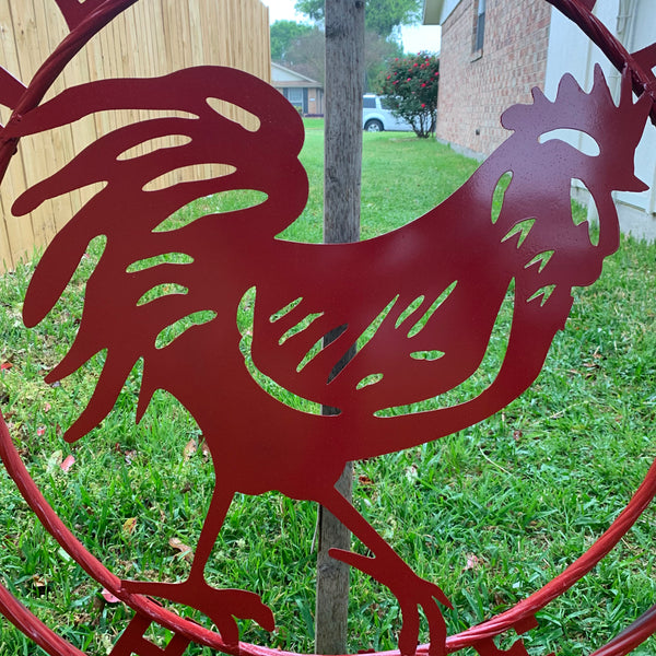 YOUR CUSTOM NAME RED ROOSTER LASERCUT METAL ART WITH RING DESIGN WESTERN METAL ANIMAL ART HOME WALL DECOR BRAND NEW