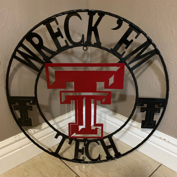 12", 18", 24", 32" WRECKEM TEXAS TECH METAL CUSTOM VINTAGE CRAFT TEAM SIGN HANDMADE