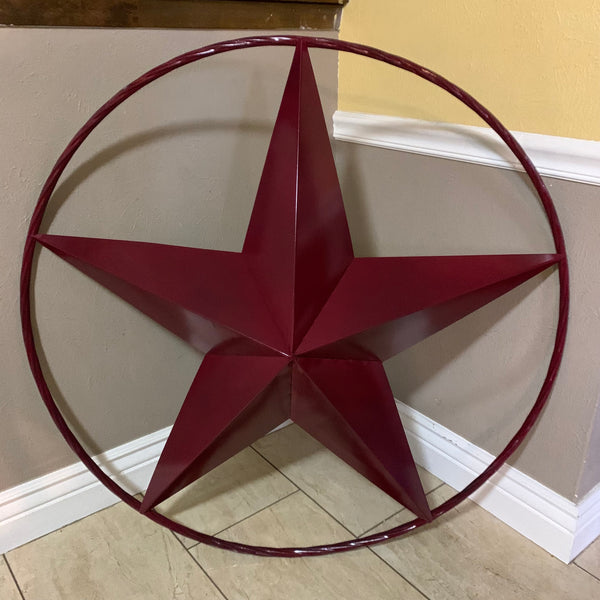 CRANBERRY BURGUNDY STAR RED STAR BARN METAL LONESTAR TWISTED ROPE RING WALL ART WESTERN HOME DECOR BRAND NEW