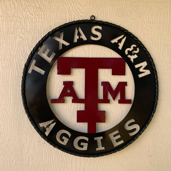 24" TEXAS A&M WIDE BAND RING CUSTOM METAL VINTAGE CRAFT SIGN TEAM HANDMADE