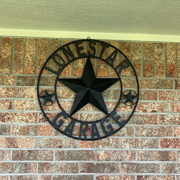 LONESTAR GARAGE STYLE CUSTOM BARN NAME STAR LONESTAR GARAGE METAL NAME BARN STAR WITH TWISTED ROPE RING 3d STAR ART WESTERN HOME DECOR RUSTIC BROWN