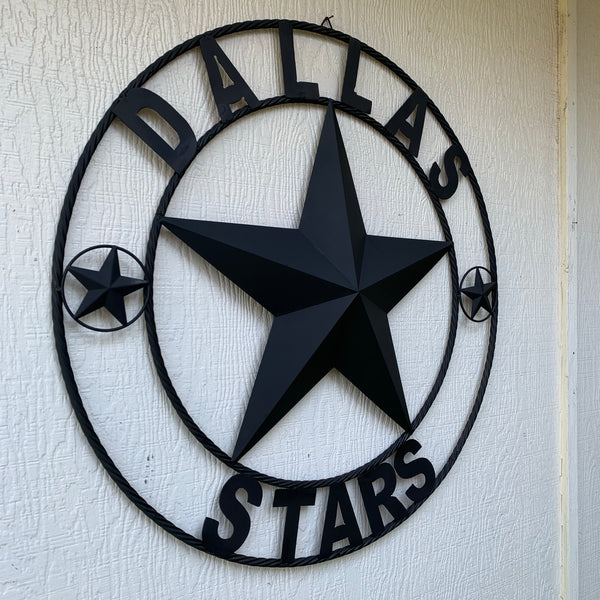 DALLAS STARS RUSTIC BLACK LONE STAR METAL HOCKEY TEAM WESTERN HOME DECOR CRAFT