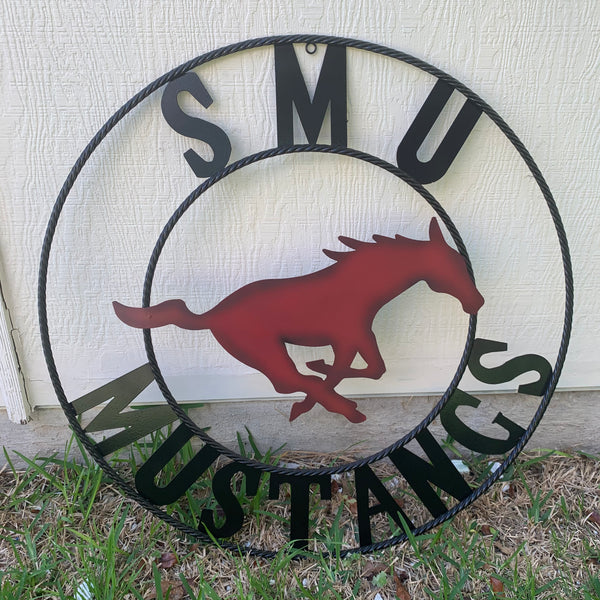 12",18",24",32",36" SMU MUSTANGS METAL CUSTOM VINTAGE CRAFT WALL ART TEAM SIGN HANDMADE