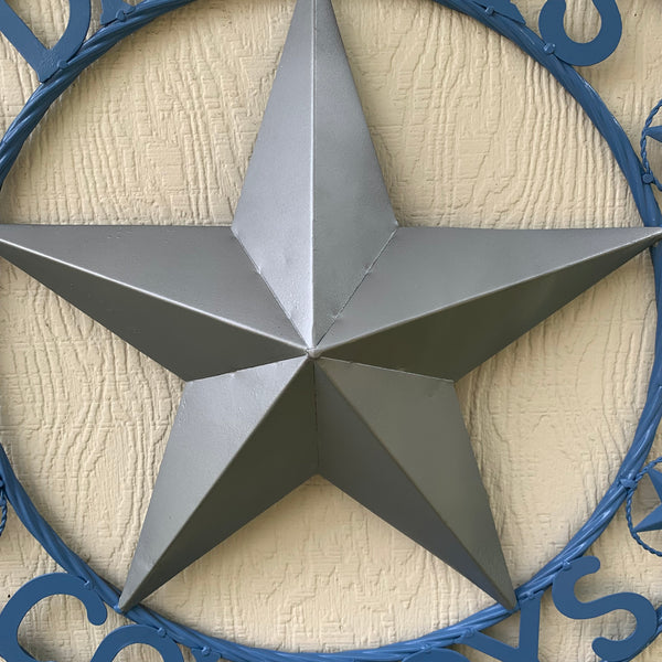 DALLAS COWBOYS LIGHT BLUE & SILVER DECOR METAL ART WESTERN HOME WALL DECOR SIZE:24",32",36",40",42",44",46",50"