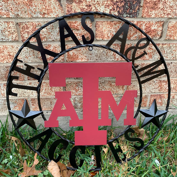 12", 18", 24", 32" TEXAS A&M AGGIES STARS METAL CUSTOM VINTAGE CRAFT WALL ART TEAM SIGN HANDMADE