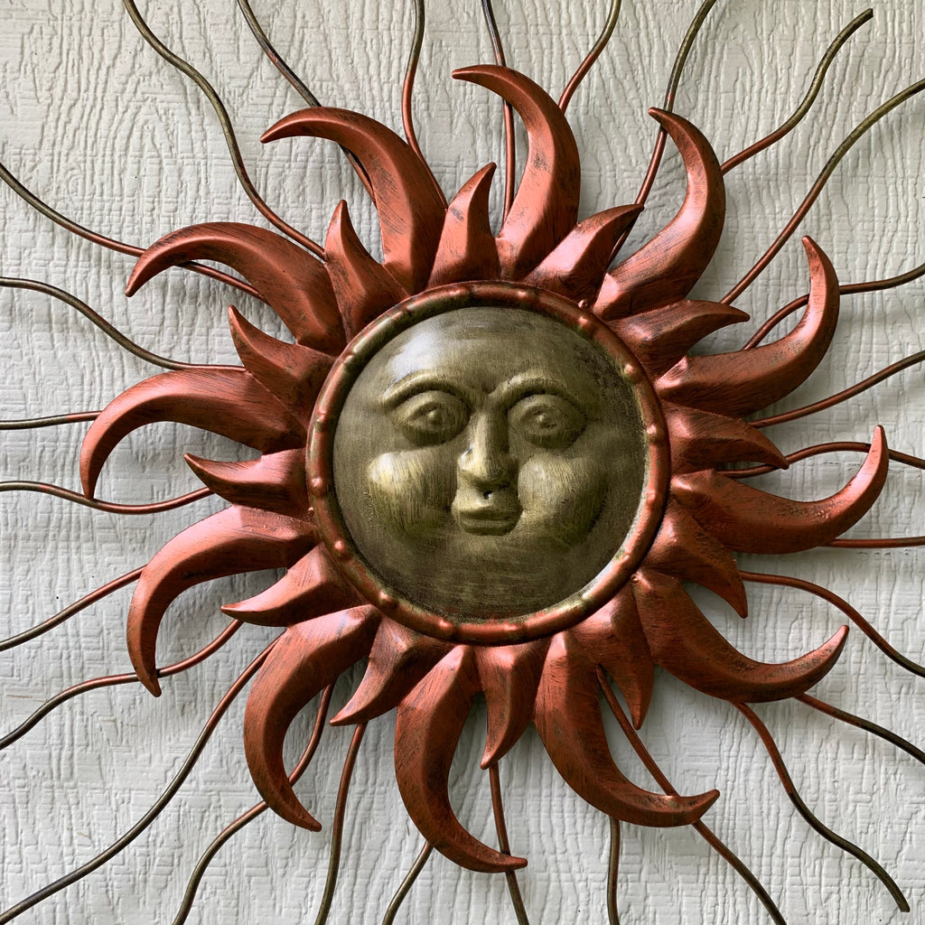 Sun Face Metal Wall Art Dcor Outdoor Indoor, Sun Moon Star, Metal