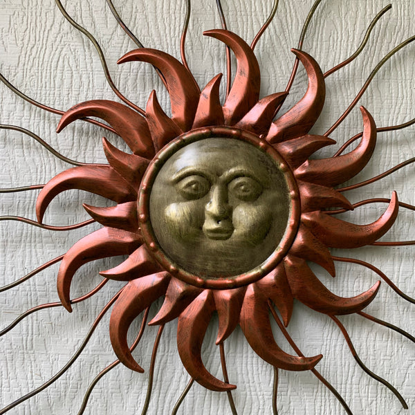 36" SUN MOON STARS METAL WALL DECOR SIGN WESTERN HOME DECOR HANDMADE DARK COPPER & GOLD NEW #EH12193