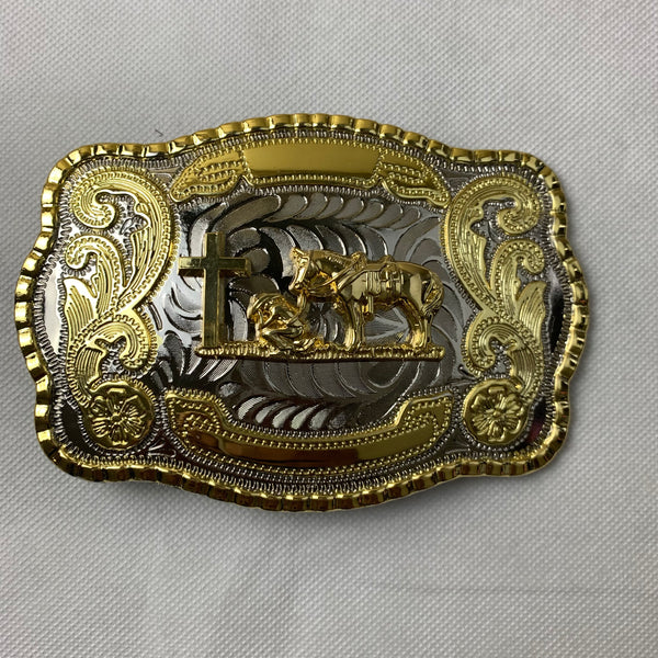 ITEM# WS  5" X 4" COWBOYS CHURCH BELT BUCKLE WESTERN FASHION ART Item#3291-15-S RED_WS BRAND NEW