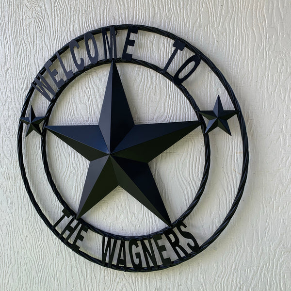 KOLET FAMILY STYLE YOUR CUSTOM FAMILY NAME STAR METAL BARN STAR ROPE RING KOLET FAMILY WESTERN HOME DECOR VINTAGE RUSTIC BROWN NEW HANDMADE 24",32",34",36",40",42",44",46",50"