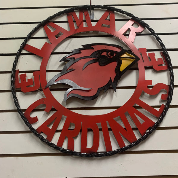 LAMAR CARDINALS METAL CUSTOM VINTAGE CRAFT WALL ART RUSTIC TEAM SIGN HANDMADE