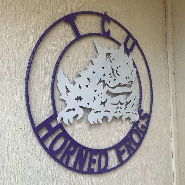 12",18",24",32",36" TCU HORNED FROGS CUSTOM METAL VINTAGE CRAFT TEAM SIGN HANDMADE
