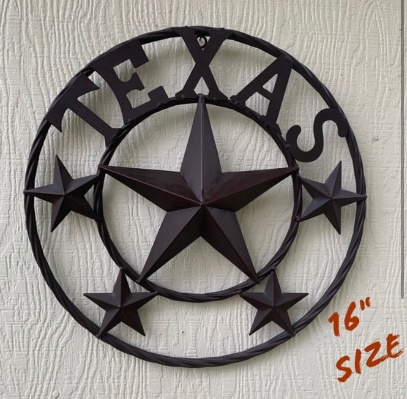 16",24",32",36",50" TEXAS LONESTAR RUSTIC BROWN BARN METAL STAR WESTERN HOME DECOR HANDMADE NEW