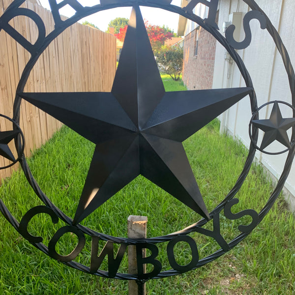 24" STAR & 34" STAKE DALLAS COWBOYS DECOR METAL ART WESTERN HOME WALL DECOR ALL RUSTIC BLACK STAR WITH 34" STAKE