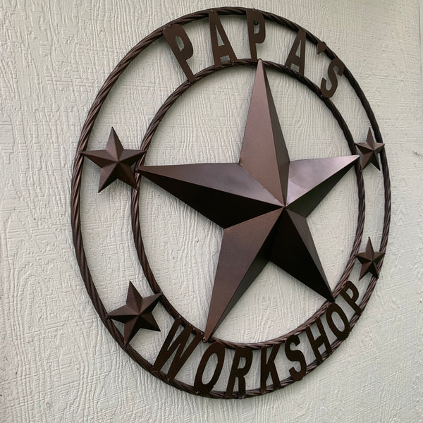 LOPEZ CUSTOM STAR NAME BARN METAL STAR 3d TWISTED ROPE RING WESTERN HOME DECOR RUSTIC  BRONZE HANDMADE 24",32",34",36",40",42",44",46",50"