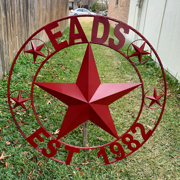 LOPEZ CUSTOM STAR NAME BARN METAL STAR 3d TWISTED ROPE RING WESTERN HOME DECOR RUSTIC  BRONZE HANDMADE 24",32",34",36",40",42",44",46",50"